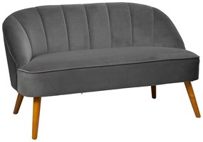 Mała sofa dwuosobowa NAOVA, aksamitne obicie, drewniane nóżki