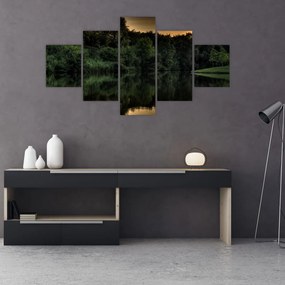 Obraz jeziora przy lesie (125x70 cm)