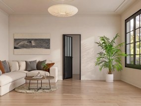 Drzwi kompletne dwustronne z aluminium i matowego szkła hartowanego w stylu industrialnym - wys. 204 x szer. 73 cm - Czarny - ERMELO