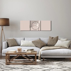 Obraz - Beżowe liście N⁰4 (z zegarem) (90x30 cm)