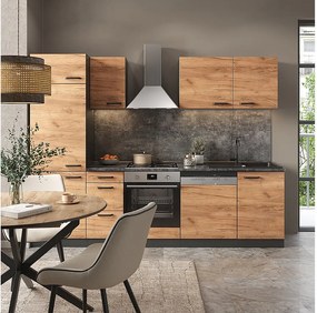 Zabudowa kuchenna złoty dąb power/antracyt 270x57.1x81.6 optima