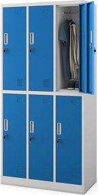 Szafa szkolna 6-skrytkowa Igor 90x45x185 cm szary/niebieski
