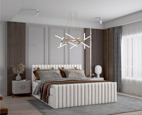 Łóżko kontynentalne boxspring DEMETER 140x200 cm  w tkaninie FLOW 6 białej