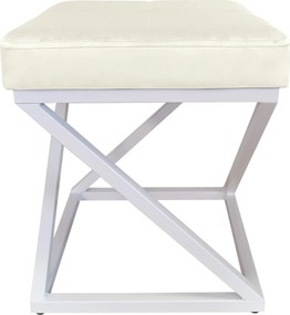 Pufa ZOA tkanina Welur loft ławka podnóżek metal : Kolor Stelaża - Biały, Kolor tkaniny - VELVET - MG50, Typ tkaniny - Velvet