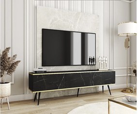 Szafka RTV, czarna, czarne nogi, 175 x 30 x 52 cm, Push to Open