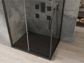 Mexen Omega kabina prysznicowa rozsuwana 100 x 80 cm, transparent, czarna + brodzik Flat, czarny - 825-100-080-70-00-4070B