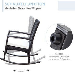 Fotel krzesło bujane ogrodowe rattan brązowe outsunny