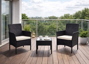 Zestaw mebli ogrodowych Livora 0213 - 2 krzesła i stolik kawowy, kolor czarny
