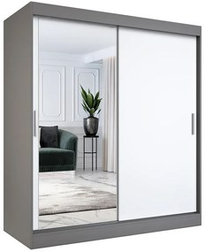 Szafa przesuwna antracyt + biały 180 cm - Seko 5X