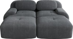 Modułowa sofa 2-osobowa z szezlongiem w kolorze szarego sztruksu – wygoda i praktyczność dla Twojego wnętrza