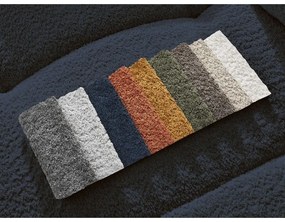 Niebieski rozkładany/ze schowkiem narożnik z materiału bouclé (lewostronny/z szezlongiem) Roxelane – Bobochic Paris