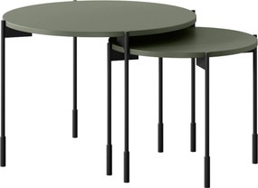 Stolik kawowy Sonatia 45 cm okrągły na metalowych nogach - oliwka