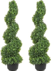 Sztuczne Drzewo SucceBuy 4ft Sztuczne Spiralne Drzewo Topiary, Odporna na Promieniowanie UV Sztuczna Roślina, Wystrój Domu do Wewnątrz/Na Zewnątrz