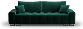 Zielona aksamitna rozkładana sofa ze schowkiem 250 cm Wicklow – Cosmopolitan Design