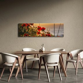 Obraz zachodu słońca z makami (170x50 cm)