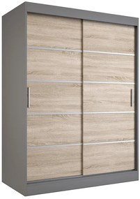 Szafa przesuwna antracyt + dąb sonoma 150 cm C3-G21