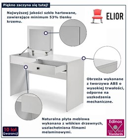 Biała toaletka z lustrem oraz szufladą C3-F27