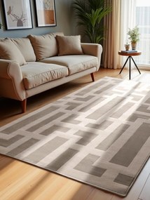 Dywan nowoczesny Perles Geometria szaro-kremowa 200 cm x 280 cm