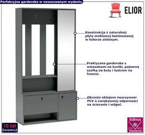 Zielona garderoba z szafką na buty - Timy
