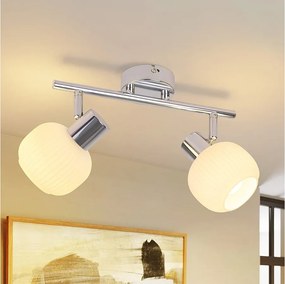 NETTLIFE 2 Biały reflektor sufitowy E14 do wnętrz, klosz szklany vintage, bez żarówek