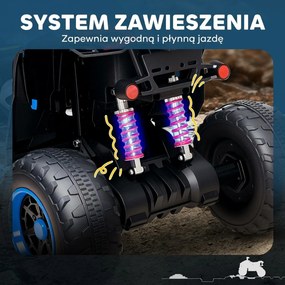 AIYAPLAY Elektryczny Quad dla Dzieci, 3-6 km/h, Oświetlenie LED, Muzyka, USB, dla Dzieci 3-8 Lat, Niebieski