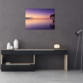 Obraz na szkle powierzchni wody o wschodzie słońca (70x50 cm)