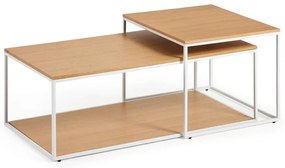 Stoliki zestaw 2 szt. z blatem w dekorze dębu w jasnym naturalnym kolorze 50x100 cm Yoana – Kave Home