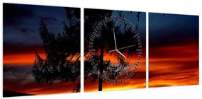 Obraz - Sylwetka wilka (z zegarem) (90x30 cm)