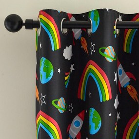 Czarna zasłona dziecięca 2 szt. 168x183 cm Rainbow Rockets – Catherine Lansfield