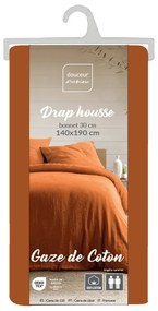 Pomarańczowobrązowe prześcieradło muślinowe 140x190 cm Angelia – douceur d'intérieur