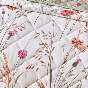 Zielono-beżowa bawełniana narzuta pikowana 200x220 cm Grasmere Floral – Catherine Lansfield