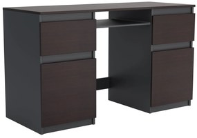 Biurko komputerowe młodzieżowe szkolne 140 cm z półką szufladami REMI2 Antracyt/Wenge