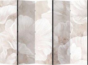 Parawan pokojowy 5-częściowy 225x172 Dwustronny dekoracyjny minimalistyczny boho Beżowy Białe Kwiaty Na Tynku