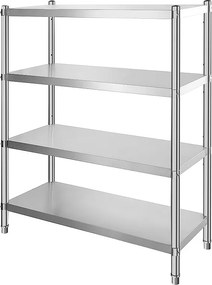 Regał, SucceBuy Regał ze Stali Nierdzewnej, 4 Półki, 122 x 48 x 150 CM, Nośność 600 KG