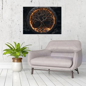 Obraz na szkle – Drzewo życia w lawie I. (70x50 cm)