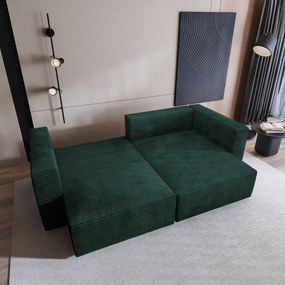 Masseno Narożnik NERIO z funkcją spania i pojemnikiem na pościel Narozniki L, Rozkładana sofa - Butelkowa zieleń, TILIA 39