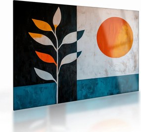 Obraz na szkle - Abstrakcja rośliny i słońca (70x50 cm)
