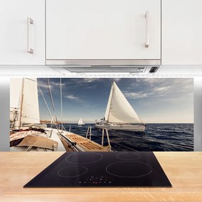 Panel nad blat kuchenny Kolorowe Łodzie Na Morskiej Głębi