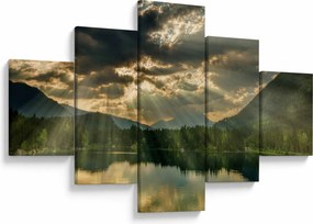 Obraz jeziora, przez które prześwieca słońce (125x70 cm)