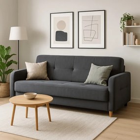 Sofa z Funkcją Spania CUBA Rozkładana Wersalka Dwuosobowa Szara Nowoczesna do Salonu