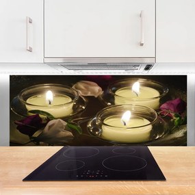 Szkło do Kuchni na Ścianę Blask Świec W Ciemności