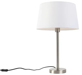Nowoczesna lampa stołowa stalowa z białym kloszem 32 cm - Simplo Nowoczesny Oswietlenie wewnetrzne