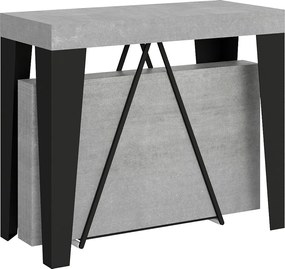 Konsola rozkładana 90x40/300 cm Algo cementu rama w kolorze antracytu