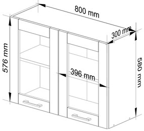 Szara szafka kuchenna z witryną 80 cm W9-T05