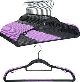 Zestaw wieszaków z antypoślizgową nakładką SOFTY 20 szt. czarno-fioletowe