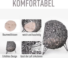 PawHut Domek dla kota z poduszką Miejsce do spania dla kota Jaskinia dla kota podwyższone nogi rattan PVC