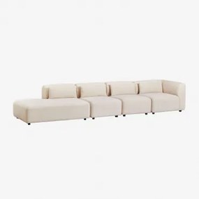 Sofa Narożna Modułowa Fogler 4-częściowa Z Lewą Leżanką Sztruksu Beżowy Len - Sklum