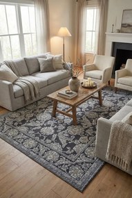 Szary klasyczny dywan w kwiaty P1-H00