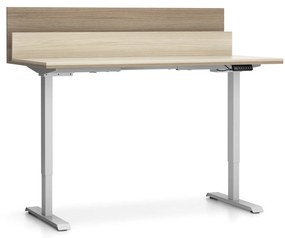 PLAN Biurko z regulacją wysokości SINGLE LAYERS, 160x80 cm, 2 silniki, z przegrodami, dąb naturalny/dąb bejcowany