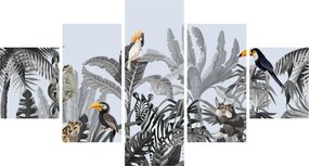 Obraz - Ilustrowana dżungla (125x70 cm)